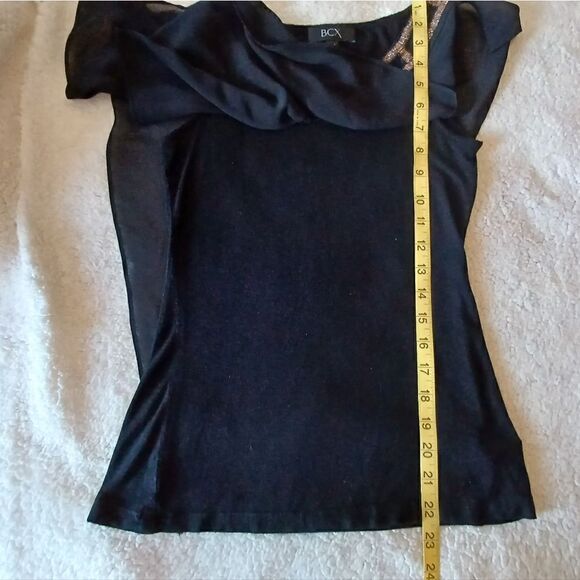 BCX Stretch blouse with bronze Beaded Embroidered collar - Picture 9 of 12